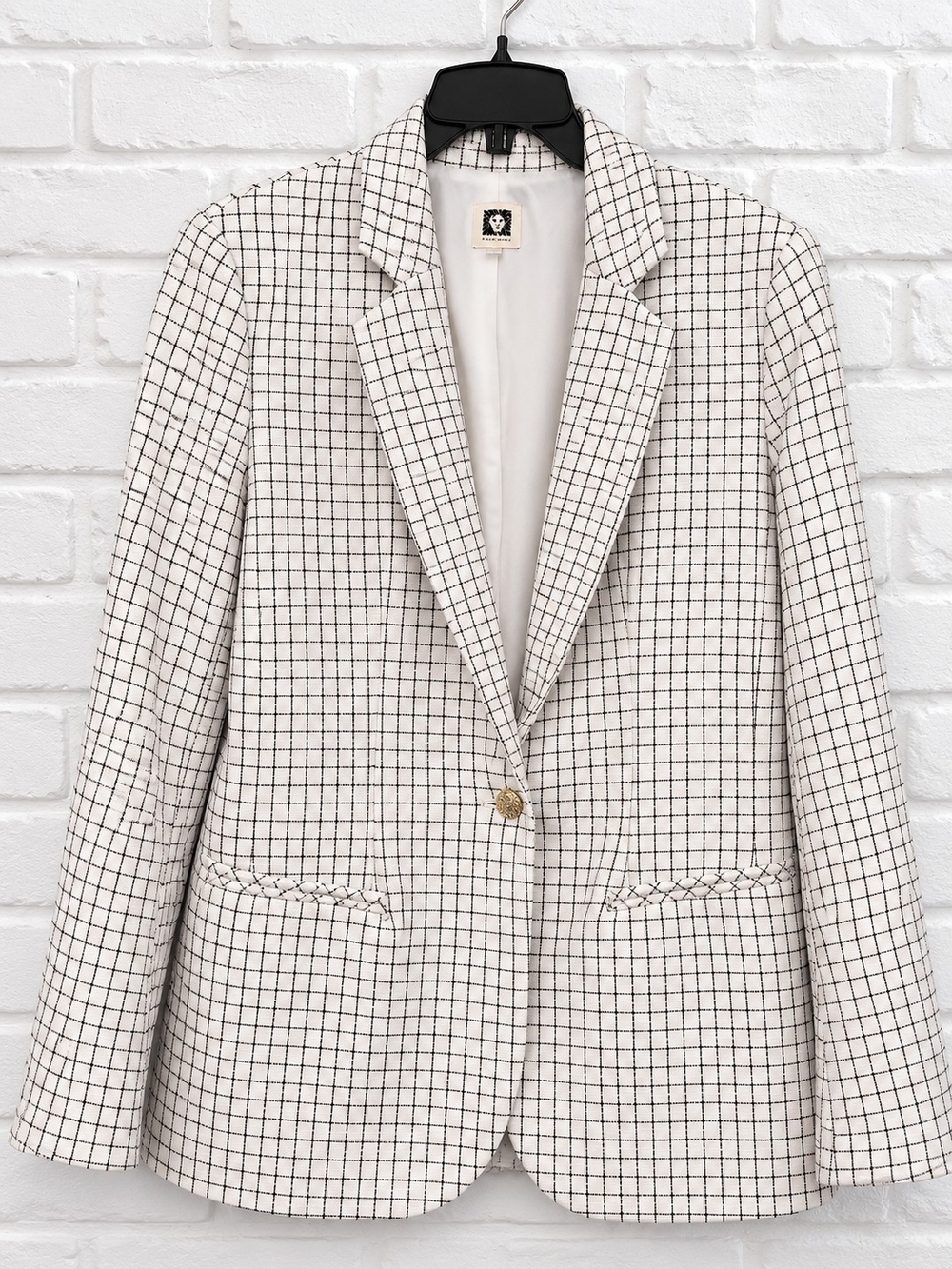 Anne Klein White Blazer with Black Windowpane Check